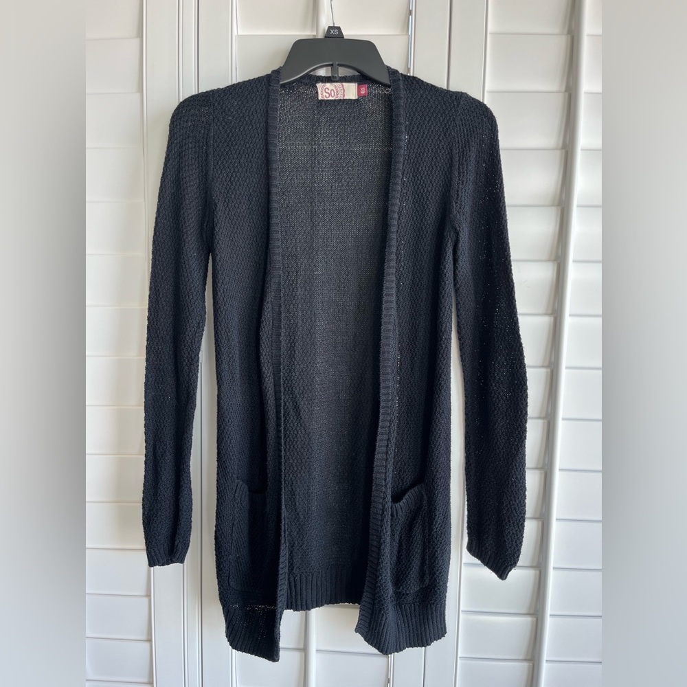 SO HERITAGE Black Open Front Long Sleeve Cardigan Size XS